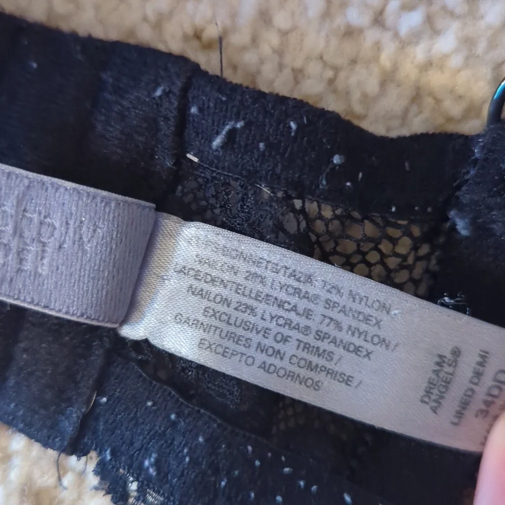 Victoria's Secret Dream Angels Lined Demi Black Bra Size 34 DD_11